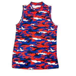 Zengjo Mens Fatigue Print Mockneck Sleeveless Workout Tank Sz M